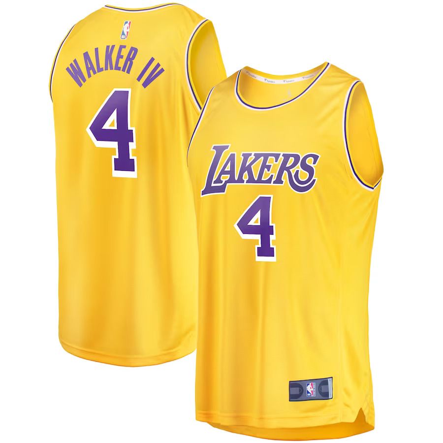 Men Los Angeles Lakers #4 Lonnie Walker Fanatics Branded Gold Fast Break Replica NBA Jersey